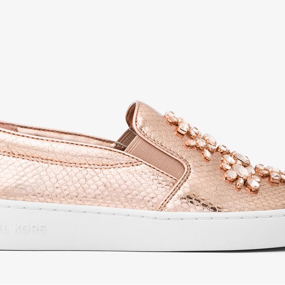 MICHAEL MICHAEL KORS
Keaton Embellished Metallic Leather Slip-On Sneaker New sz9 - Picture 3 of 12
